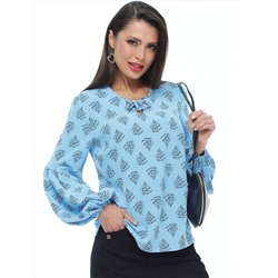 Блузка голубая с принтом
