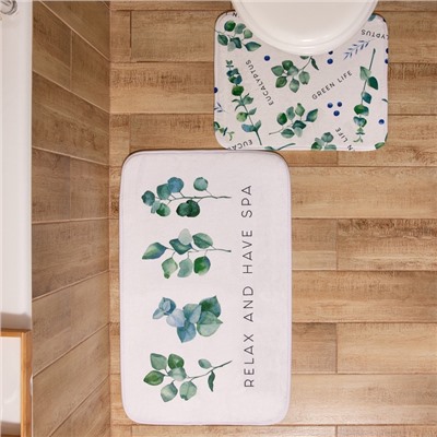 Коврик для ванной «Этель. Эвкалипт», 50×40 см, велюр