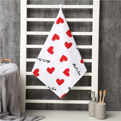 Полотенце для лица «Сердечки» 45×90 см, 100% хлопок, вафельное полотно