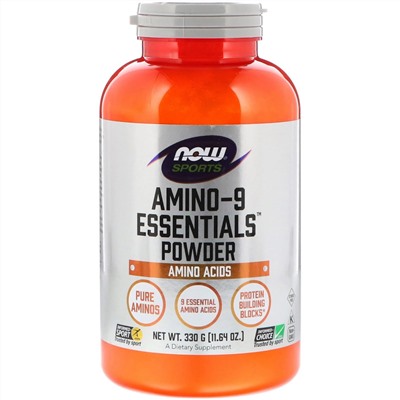 Now Foods, Sports, Amino-9 Essentials Powder, 330 г (11,64 унции)