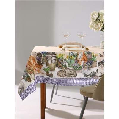 Скатерть «Этель. Уютные коты», 180×147 см, 100% хлопок, саржа 190 г/м²