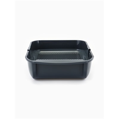 Туалет для кошек Марсель глубокий с сеткой 50×34.5×12 см (полипропилен) серый