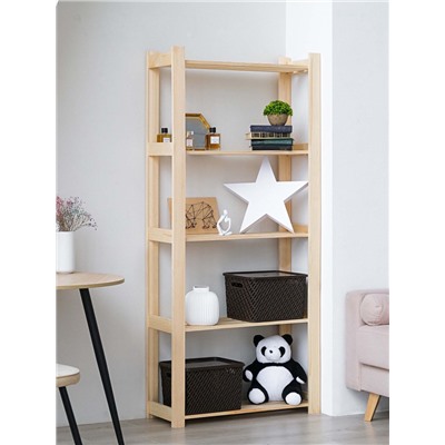 Стеллаж деревянный усиленный, 5 полок, 170×74×28 см