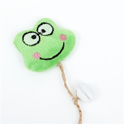 Игрушка для кошек «Лягушонок», с кошачьей мятой и перьями, 10 см, с бубенчиком, зелёная