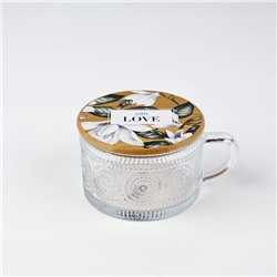 Кружка с крышкой стеклянная With love, 450 мл