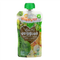 Happy Family Organics, Organics Happy Tot, «Вкусные овощи», органическое пюре из шпината, яблок, батата и киви, 120 г