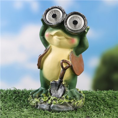 Садовый фонарь из полистоуна «Лягушонок с биноклем», 15×8×7 см