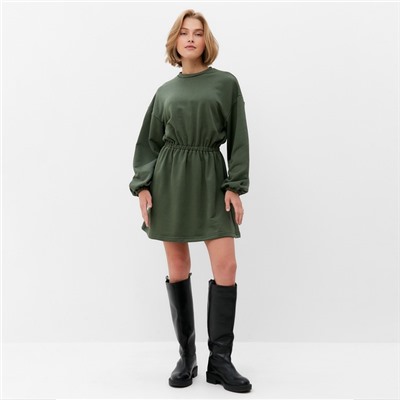 Платье с кулиской женское MINAKU: Casual Collection, хаки, размер 46