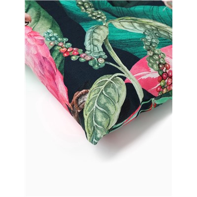 Подушка на стул «Этель» Tropical parrots, 46×46 см, чёрная