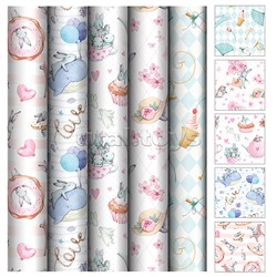 Упаковочная бумага глянц. 70*100см, "Tenderness", 80 г/м2, ассорти, 5 дизайнов