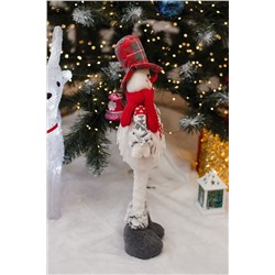 Игрушка новогодняя с выдвижными ногами Снеговик платье серое НАТАЛИ, 1224255