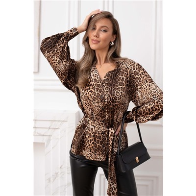 Блузка атласная нарядная с поясом 51060 НАТАЛИ, 1215225