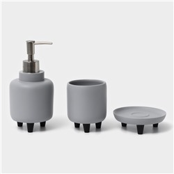 Аксессуары для ванной SAVANNA, 3 предмета, дозатор для мыла 390 мл, стакан 300 мл, мыльница, серые