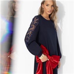 Платье с ажурными рукавами, Секрет любви (синее)