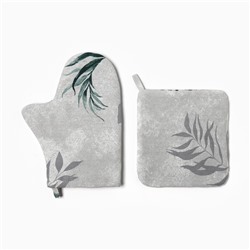 Набор кухонный «Доляна» Tropics: варежка 20×27 см, прихватка 19×19 см, 100% хлопок, 164 г/м²