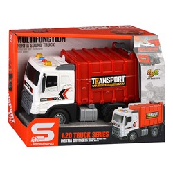 Машина "Мусоровоз" (свет, звук)  в коробке (красный)