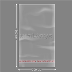 Пакет упаковочный с клеевой полосой 200x300 мм, (100 шт в упаковке) ПНД, 25 мкм, прозрачный,