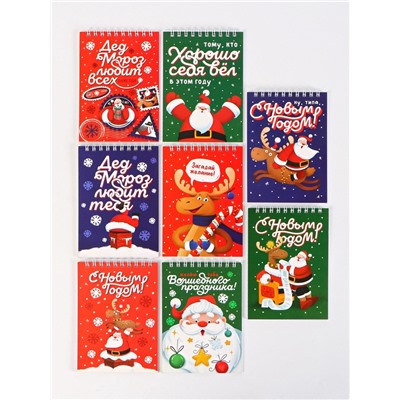 Подарочный набор новогодний, 16 ручек, 16 открыток, 16 блокнотов