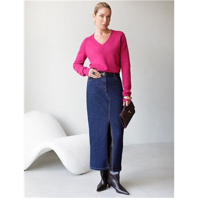 Джинсовая юбка из плотной эластичной джинсы 13OZ.