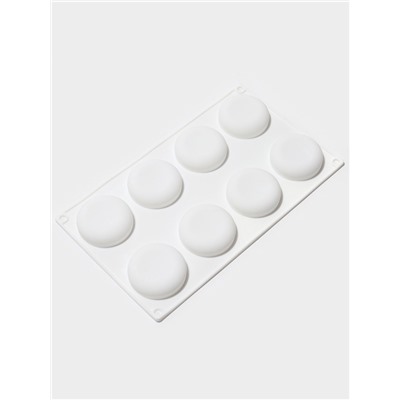 Форма для муссовых десертов и выпечки KONFINETTA «Пуэнти», силикон, 30×17.5×1.5 см, 8 ячеек (5.5×1.5 см), белая