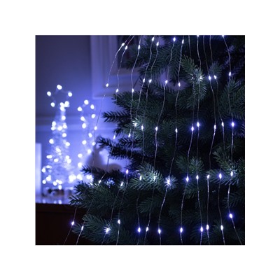 Гирлянда «Дреды» 1.5 м, IP20, серебристая нить, 125 LED, свечение белое, 12 В