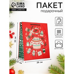 Пакет подарочный новогодний ламинированный, «Новый Год», 26×12×32 см
