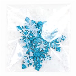 Новогодний декор «Снежинки», на клеевой основе, набор 6 штук, голубой
