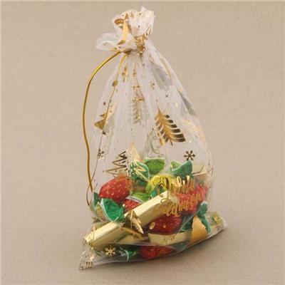 Мешочек подарочный новогодний органза «С Новым счастьем!», 20×30 см ± 1.5 см