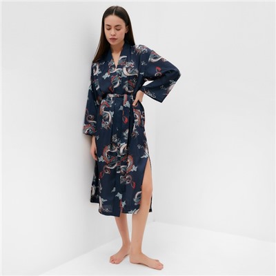 Халат домашний женский KAFTAN «Дракон», размер 44-46, синий