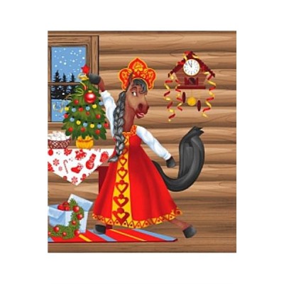 Набор 3 полотенца "Веселые лошадки", вафля