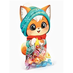 Пакетик под сладости на Новый год «Зимний котик», 6×11 см