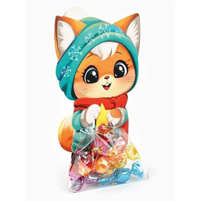 Пакетик под сладости на Новый год «Зимний котик», 6×11 см