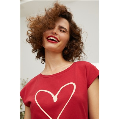Комплект фуфайка (футболка), брюки жен Mia Cara SS21WJ328 French Kiss красный/сердечки