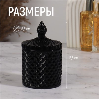 Органайзер для хранения «Элит», шкатулка для украшений с крышкой, d=8.5×13.5 см, чёрный