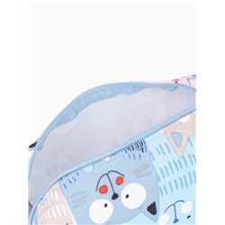 Косметичка-футляр женская с ручкой, объёмная, маленькая, для косметики, лекарств, прокладок, голубая/разноцветная