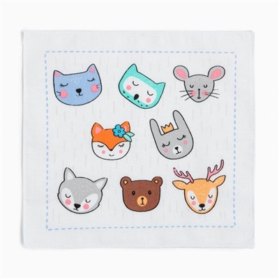 Платки носовые детские «Крошка Я. Зверята», 21×21 см-12 шт., МИКС, хлопок 100%