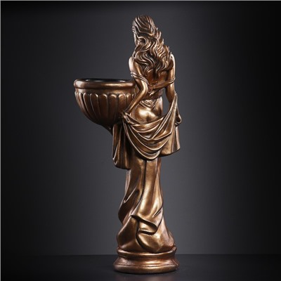 Фигура с кашпо «Девушка в платье», 23×36×84 см, 1 л, гипс, цвет бронзовый