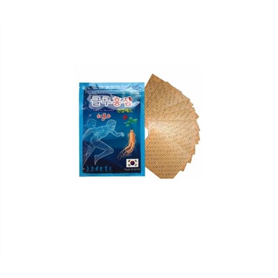 Kang Hwa Обезболивающий пластырь с глюкозамином и красным женьшенем для суставов 20шт