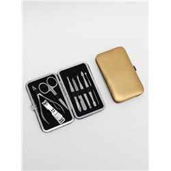 Набор маникюрный Metallic, 8 предметов, в футляре, цвет золотистый