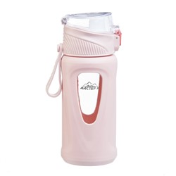 Бутылка для воды, 400 мл, 19.5×7×5.2 см, стеклянная, розовая