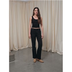 Актуальная коллекция CONTE CON-809 Черные джинсы-клёш с высокой линией талии