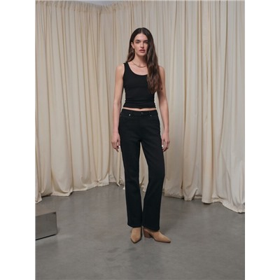 Актуальная коллекция CONTE CON-809 Черные джинсы-клёш с высокой линией талии