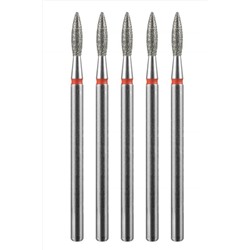 Manita Professional Фреза алмазная пламя острое для аппаратного маникюра 856.104.243.080.021 ФАП-2.1-8М, красная насечка, ø 2,1 мм, 5 шт. KRISTALLER, 1231188