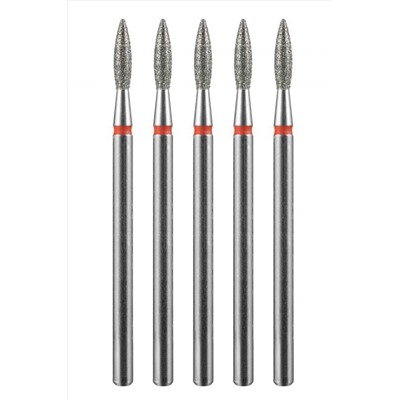 Manita Professional Фреза алмазная пламя острое для аппаратного маникюра 856.104.243.080.021 ФАП-2.1-8М, красная насечка, ø 2,1 мм, 5 шт. KRISTALLER, 1231188