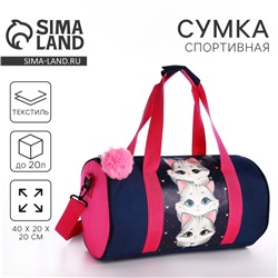 Сумка детская спортивная «Котята», 40×20×20 см, 40×20 х см, синяя, отдел на молнии