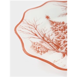 Тарелка новогодняя Доляна «Новогодние забавы», d=25 см, h=2 см, стекло, белая, красная