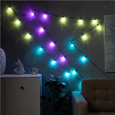 УЦЕНКА Умная гирлянда «Нить» 6 м с насадками «Калейдоскоп», IP20, тёмная нить, 20 LED, свечение RGB, USB