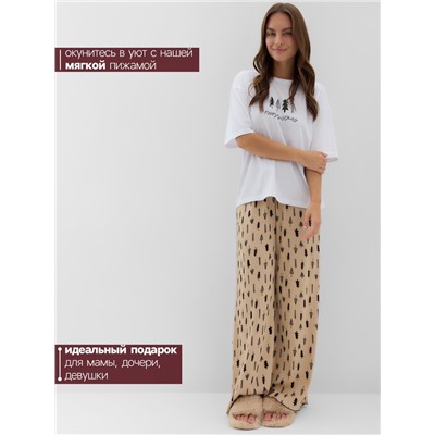 Пижама новогодняя женская (футболка, брюки) KAFTAN «Елки», размер 52-54