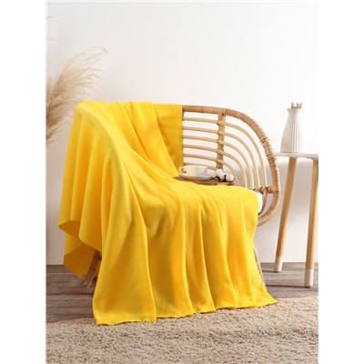 Плед флисовый «Экономь и Я», 150×200 см, плотность 160 г/м², жёлтый