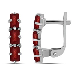 Серьги, 6 рубин корунд октагон 3х5 мм, Ниагара